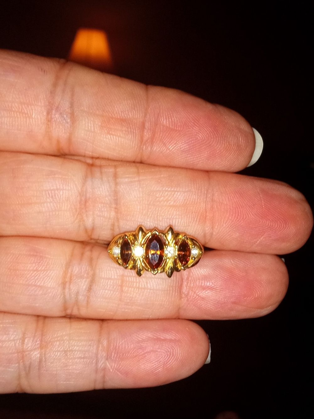 Avon Vintage Gold Tone Women’s Garnet-Accent Ring